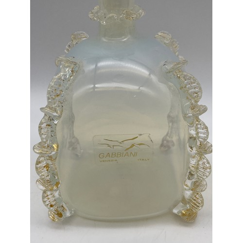 582 - GABBIANI OPALESCENT SCENT BOTTLE AND A PANELLED SCENT BOTTLE WITH WHITE METAL MOUNT