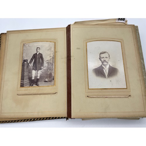 588 - LATE VICTORIAN EDWARDIAN ERA PORTRAITURE PHOTOGRAPH ALBUM, SPINE AS FOUND