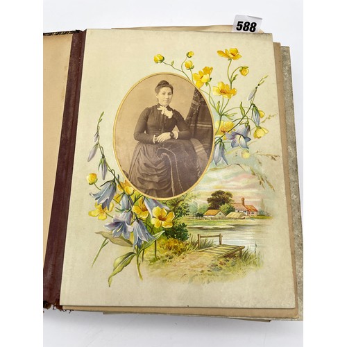 588 - LATE VICTORIAN EDWARDIAN ERA PORTRAITURE PHOTOGRAPH ALBUM, SPINE AS FOUND