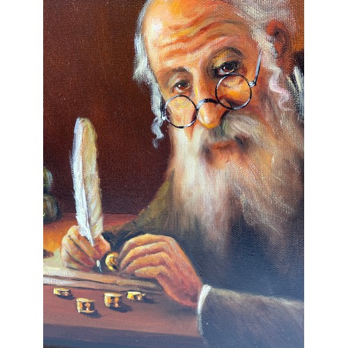 595 - R. WOLNICKI OIL ON CANVAS OF THE JEWISH SCHOLAR 37CM X 27CM APPROX