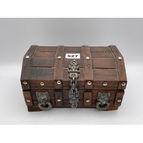 527 - CANTILEVER CASKET CONTAINING ENAMEL COIN, PENDANTS ON TRACE CHAINS, WRIST WATCHES, BADGES, CROWNS, A... 