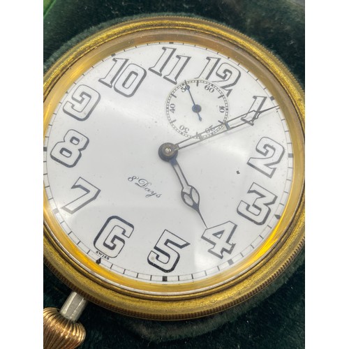 543 - EIGHT DAY GOLIATH POCKET WATCH IN A BIRMINGHAM SILVER EASEL BACK CASE