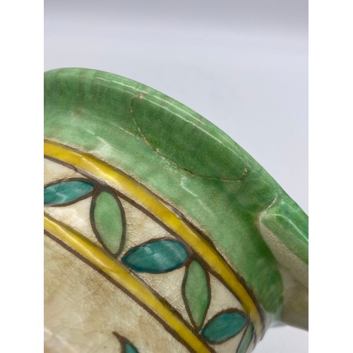 505 - CHARLOTTE RHEAD CROWN DUCAL BALUSTER RIBBED JUG WITH FLORAL DECORATION 20CM HEIGHT APPROX