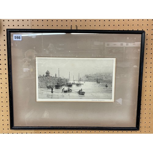 ROLAND LANGMAID R.N DRY POINT ETCHING ST IVES CORNWALL SIGNED IN PENCIL ...