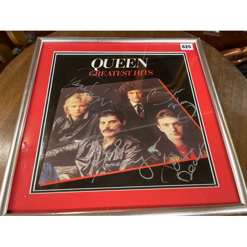 625 - QUEEN GREATEST HITS RECORD SLEEVE FRAMED AND GLAZED BEARS SIGNATURES (UNAUTHENTICATED)