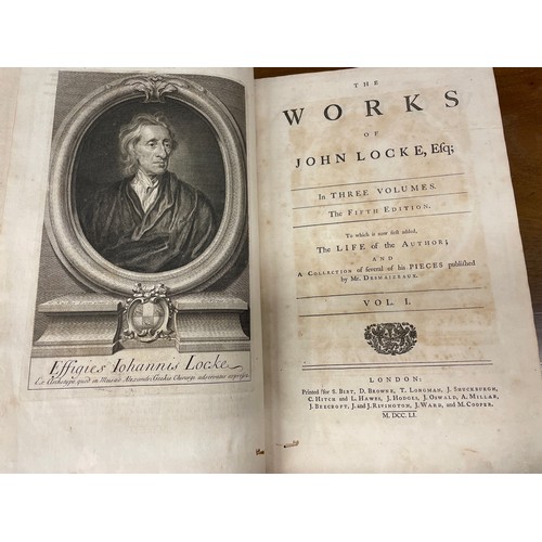 477 - THE WORKS OF JOHN LOCKE IN THREE VOLUMES 5TH EDITION LONDON 1751