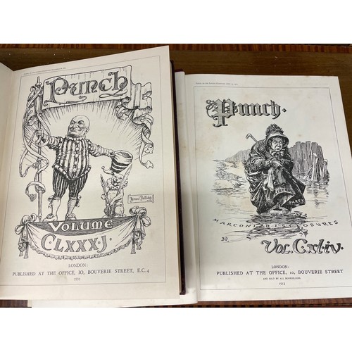 476 - THREE VOLUMES OF PUNCH 1906, 1913, AND 1931 PRINTED BY LONDON OFFICE IO