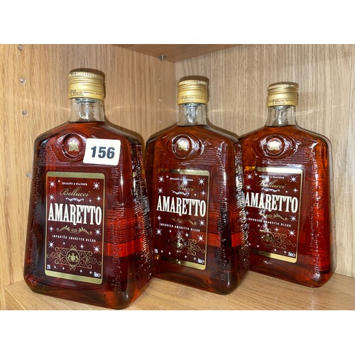 156 - THREE BOTTLES OF BELLUCCI AMARETTO