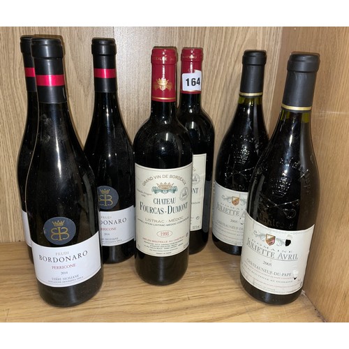 164 - THREE BOTTLES OF SICILIAN BORDONARO PERRICONE 2014, TWO BOTTLES CHATEAU FOURCAS-DUMONT 1998, TWO BOT... 