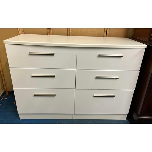 3 - WHITE GLOSS SIX DRAWER CHEST