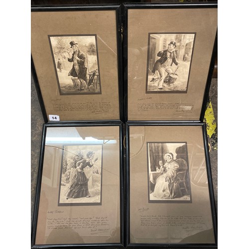 14 - FOUR DICKENS CHARACTER LITHOGRAPHIC PRINTS