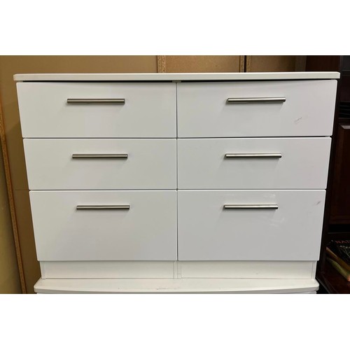 2 - WHITE GLOSS SIX DRAWER CHEST