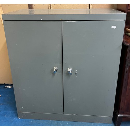 23 - VINTAGE GREY OFFICE TWO DOOR CABINET