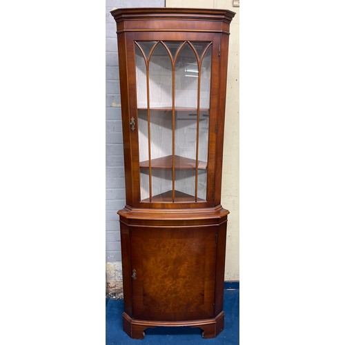 27 - CROSS BANDED ASTRAGAL GLAZED CORNER CABINET