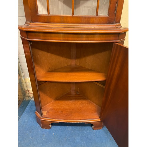 27 - CROSS BANDED ASTRAGAL GLAZED CORNER CABINET