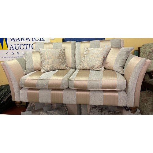 41 - TWO SEATER GOLD AND SILVER STRIPED SOFA