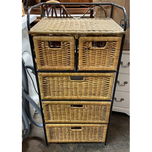 113 - RATTAN WEAVE TWO OVER THREE BASKET CHEST