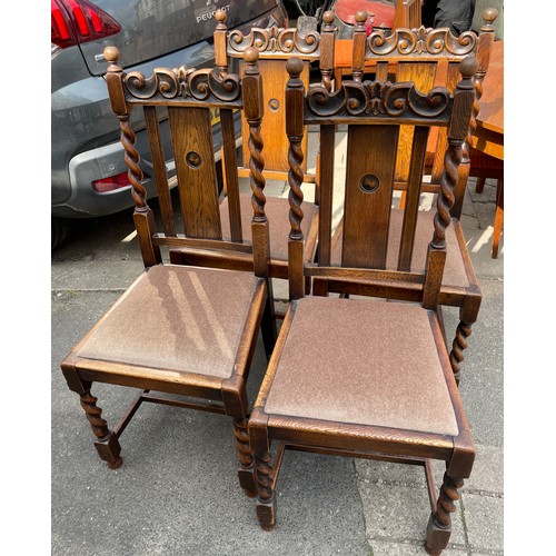 35 - SET OF FOUR BARLEY TWIST DINING CHAIRS