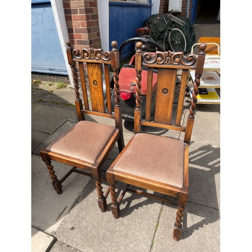 35 - SET OF FOUR BARLEY TWIST DINING CHAIRS