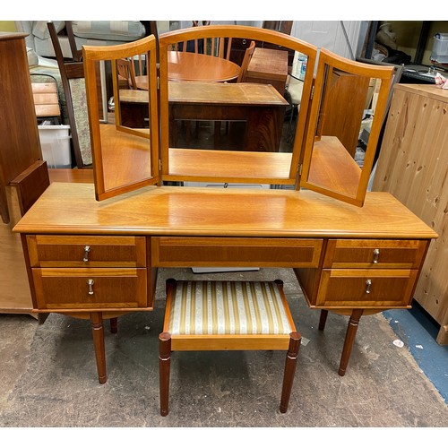 54 - MEREDEW TEAK DRESSING TABLE WITH STOOL