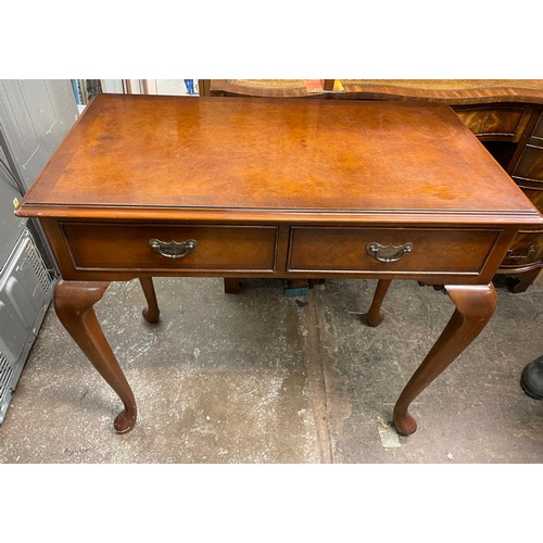 52 - MAHOGANY TWO DRAWER SIDE TABLE ON CABRIOLE LEGS