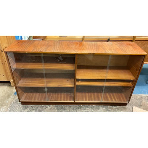 55 - OAK GLAZED DOUBLE SIDED CABINET