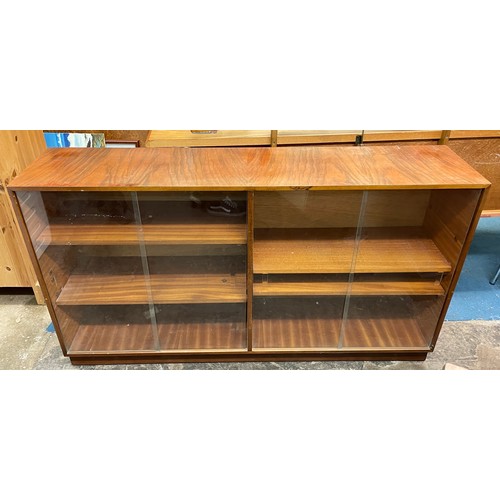 55 - OAK GLAZED DOUBLE SIDED CABINET