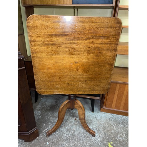 17 - REGENCY MAHOGANY RECTANGULAR TILT TOP TRIPOD WINE TABLE