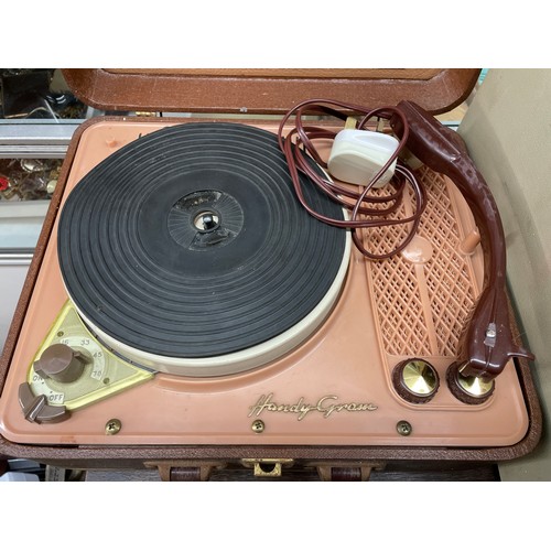 139 - PORTABLE HANDY GRAM AND A PHILLIPS DISC JOCKEY JUNIOR PORTABLE TURN TABLE