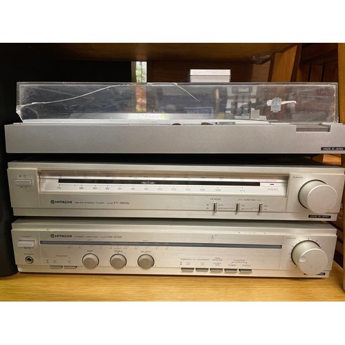 267 - HITACHI DIRECT DRIVE TURN TABLE, AM/FM STEREO TUNER AND STEREO AMPLIFIER