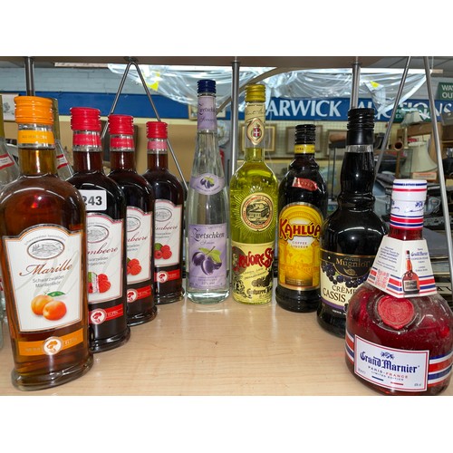 243 - SELECTION OF FRUIT LIQUERS AND SCHNAPS, CREME DE CASSIS, AND GRAND MARNIER