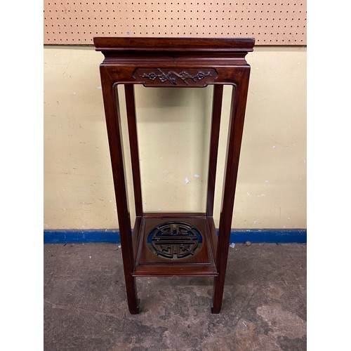 133 - CHINESE INSPIRED ROSEWOOD SQUARE SECTION JARDINIERE STAND