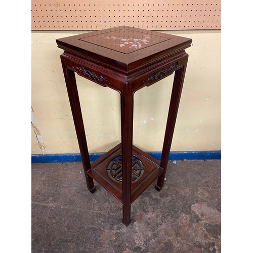 133 - CHINESE INSPIRED ROSEWOOD SQUARE SECTION JARDINIERE STAND