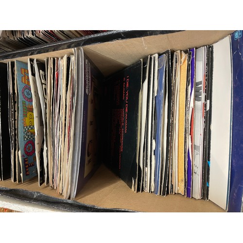 360 - BOX OF VINYL 45 RPM RECORDS MAINLY LATE 70S AND EIGHTYS INCLUDING GARY NUMAN, MARK ALMOND, PRINCE