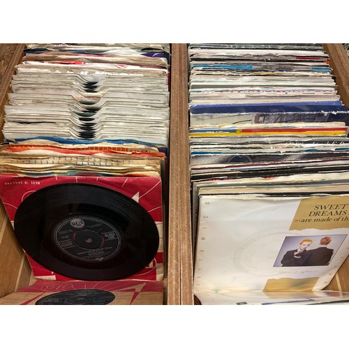 373 - THREE BOXES OF VINYL 45S RPM MAINLY THE SIXTIES, SEVENTIES, EIGHTIES, T REX, THE POLICE, AND MORE