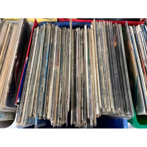 428 - FIVE CRATES OF VINYL LP RECORDS OF VARIOUS ARTISTS AND GENRES - AVERAGE WHITE BAND, CURVED AIR, DIRE... 