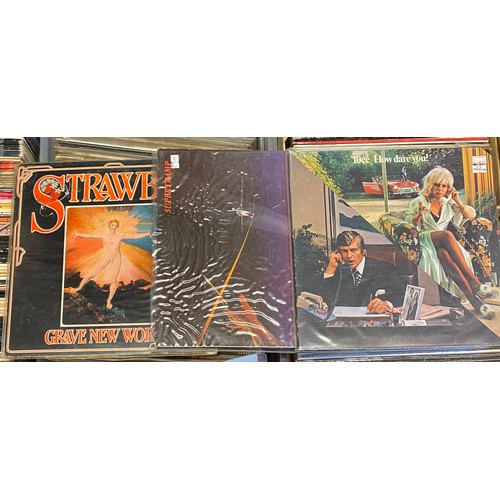 422 - ONE CRATE OF VINYL LPS INCLUDING DUPLICATE ALBUMS - THE STRAWBS, STYX, SUPER TRAMP, THE SWEET