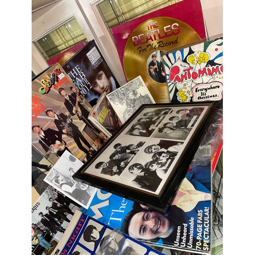 546 - SHELF OF THE BEATLES EPHEMERA INCLUDING CALENDAR, PUZZLE SET, PHOTOGRAPH, ETC