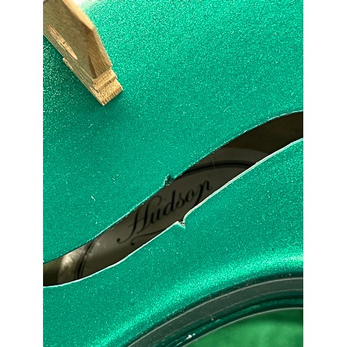 533 - CASED HUDSON MV012W GREEN VIOLIN IN CASE WITH BOW