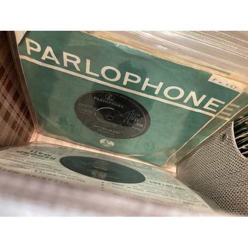 543 - CASE OF VINTAGE 45 RPM BEATLES SINGLE ON PARLOPHONE INCLUDING DUPLICATES - SHE LOVES YOU, HELP, ELEA... 