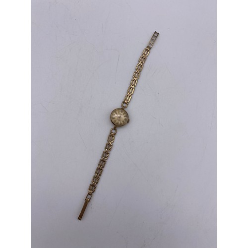 631 - LADIES ROTARY CIRCULAR WRISTWATCH ON GOLD THREE STRAND STRAP 12.7G OVERALL APPROX