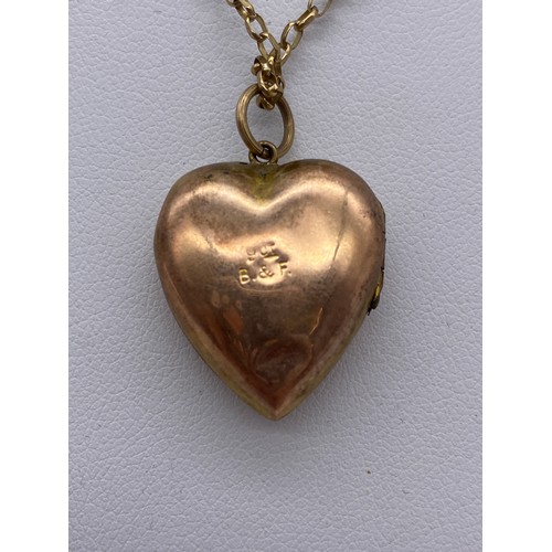 614 - 9CT GOLD BACK AND FRONT HEART SHAPED LOCKET ON 9CT GOLD BELCHER LINK CHAIN 6.1G OVERALL APPROX