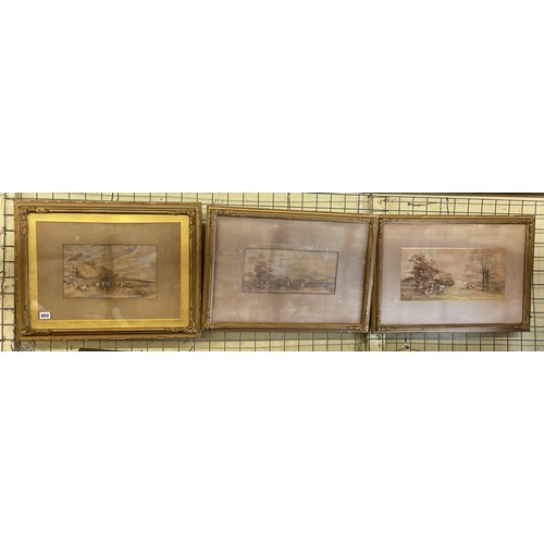 652 - G.WARREN.BLACKHAM 1870-1900 WATER COLOURS (THREE) PASTORAL LANDSCAPES FRAMED AND GLAZED