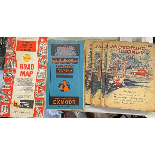 638 - VINTAGE MOTORING AND HIKING MAP, BARTHOLOMEW AND CENTRAL LONDON MAPS