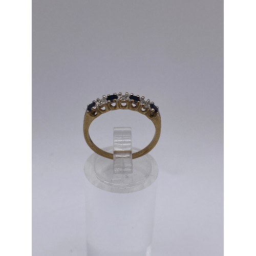 613 - 9CT GOLD DIAMOND CHIP AND SAPPHIRE RING 1.8G APPROX