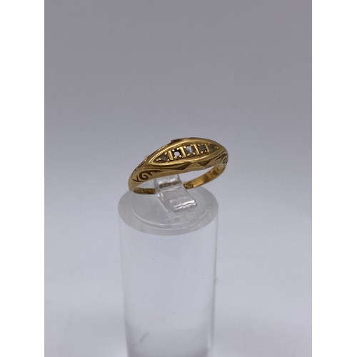 627 - 18CT GOLD STONE SET RING (ONE MISSING) 2.2G APPROX