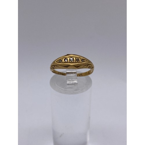 627 - 18CT GOLD STONE SET RING (ONE MISSING) 2.2G APPROX