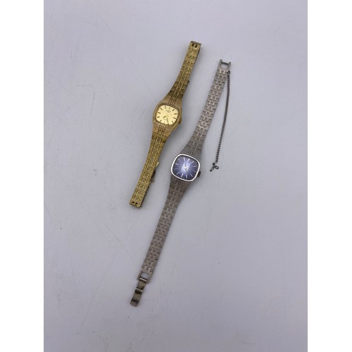 632 - LADIES ROTARY GOLD PLATED QUARTZ WRIST WATCH AND LADIES SEIKO BLUE FACE STAINLESS STEEL WRIST WATCH