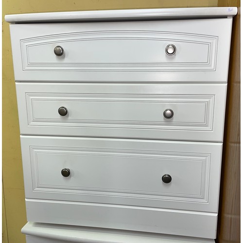 38 - WHITE THREE DRAWER CHEST WITH DRESSING MIRROR