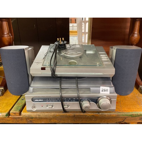 23 - BUSH TURN TABLE RADIO SYSTEM WITH SPEAKERS AND A COMPACT DISC